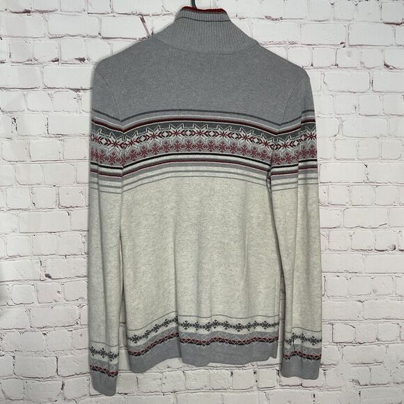 Vintage Eddie Bauer Sweater‎ Women Small Full Zip Gray Fair Isle Snowflakes Y2K - Picture 5 of 9